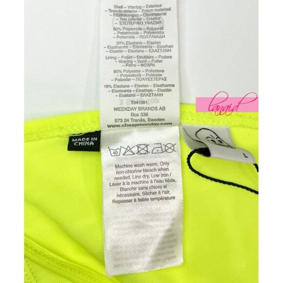 Cheap Monday X Strap Top Yellow Neon Bright Strappy Edgy Cutouts Bikini Bralette - Picture 8 of 9